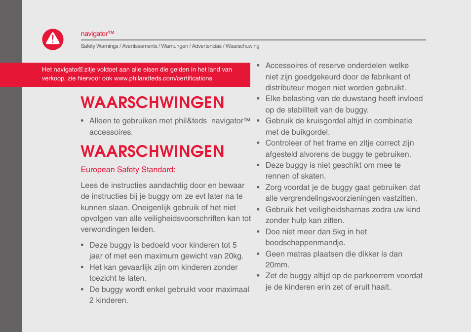 Waarschwingen | phil&teds navigator User Manual | Page 34 / 68