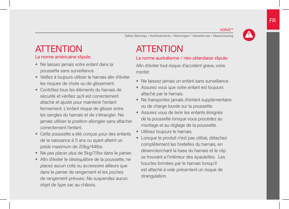 Attention | phil&teds verve pre-2014 User Manual | Page 13 / 58