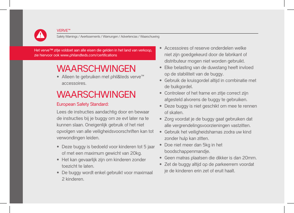 Waarschwingen | phil&teds verve pre-2014 User Manual | Page 30 / 58