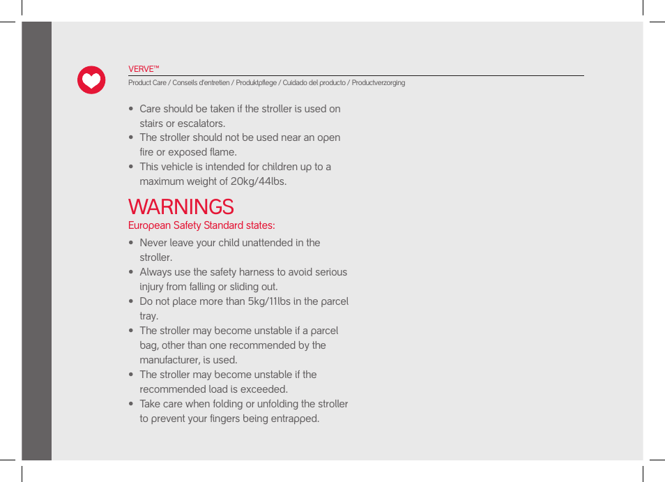 Warnings | phil&teds verve pre-2014 User Manual | Page 8 / 58