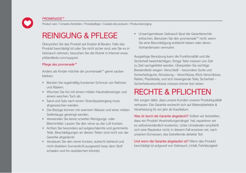 Reinigung & pflege, Rechte & pflichten | phil&teds promenade User Manual | Page 58 / 76