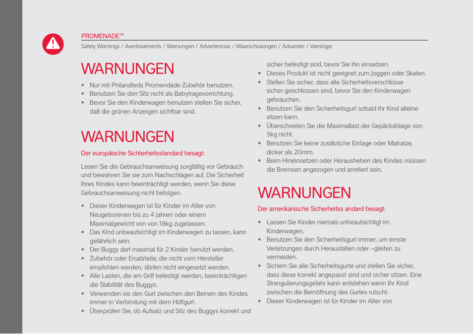 Warnungen | phil&teds promenade User Manual | Page 60 / 76