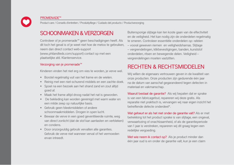 Schoonmaken & verzorgen, Rechten & rechtsmiddelen | phil&teds promenade User Manual | Page 70 / 76