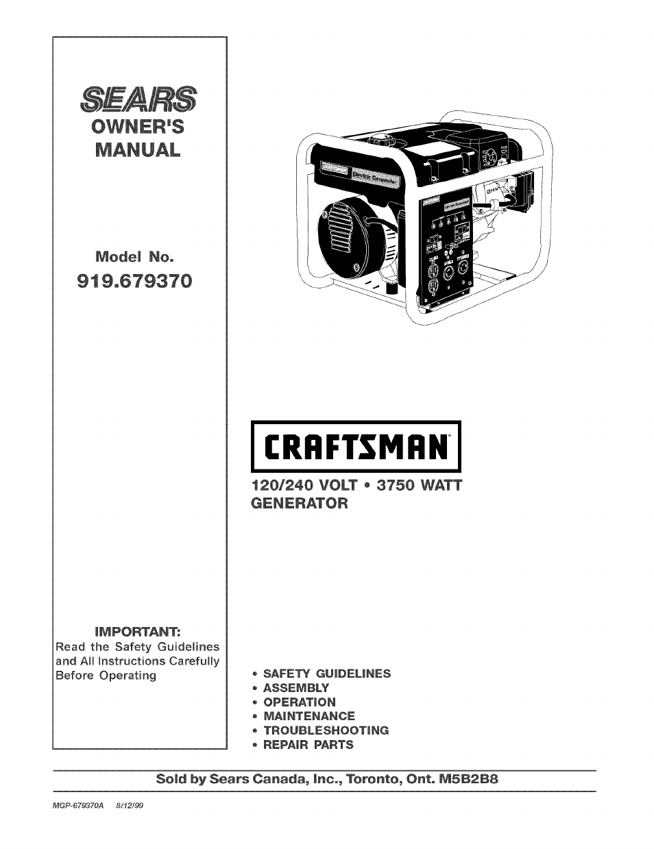 Craftsman 919.679370 User Manual | 34 pages