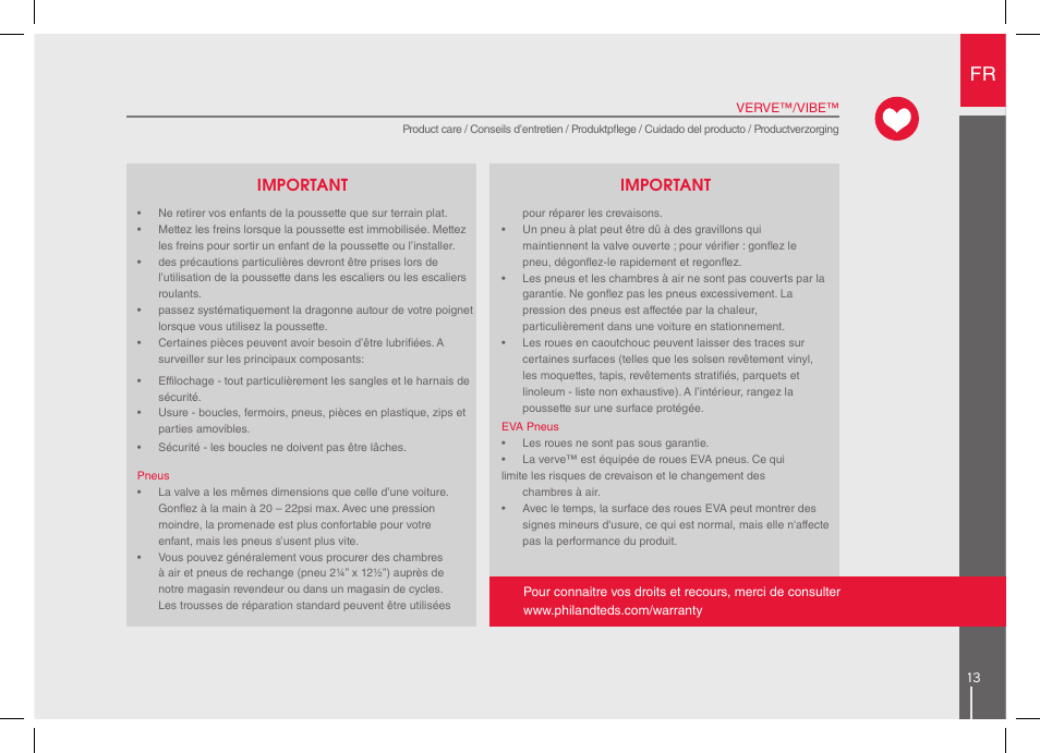 Important | phil&teds verve 2014 User Manual | Page 13 / 72