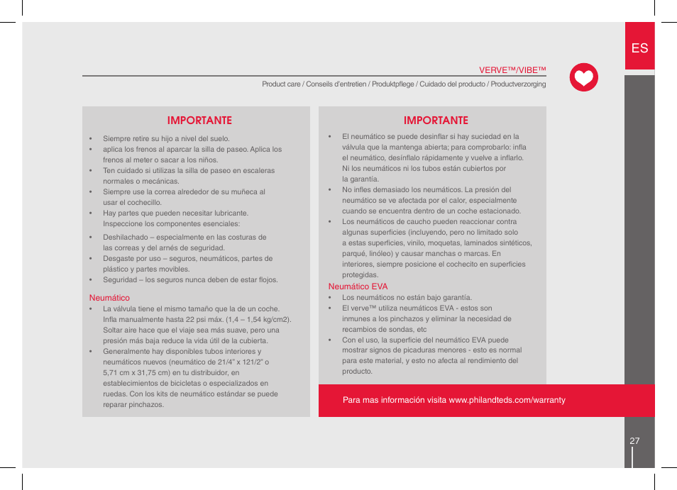 Importante | phil&teds verve 2014 User Manual | Page 27 / 72