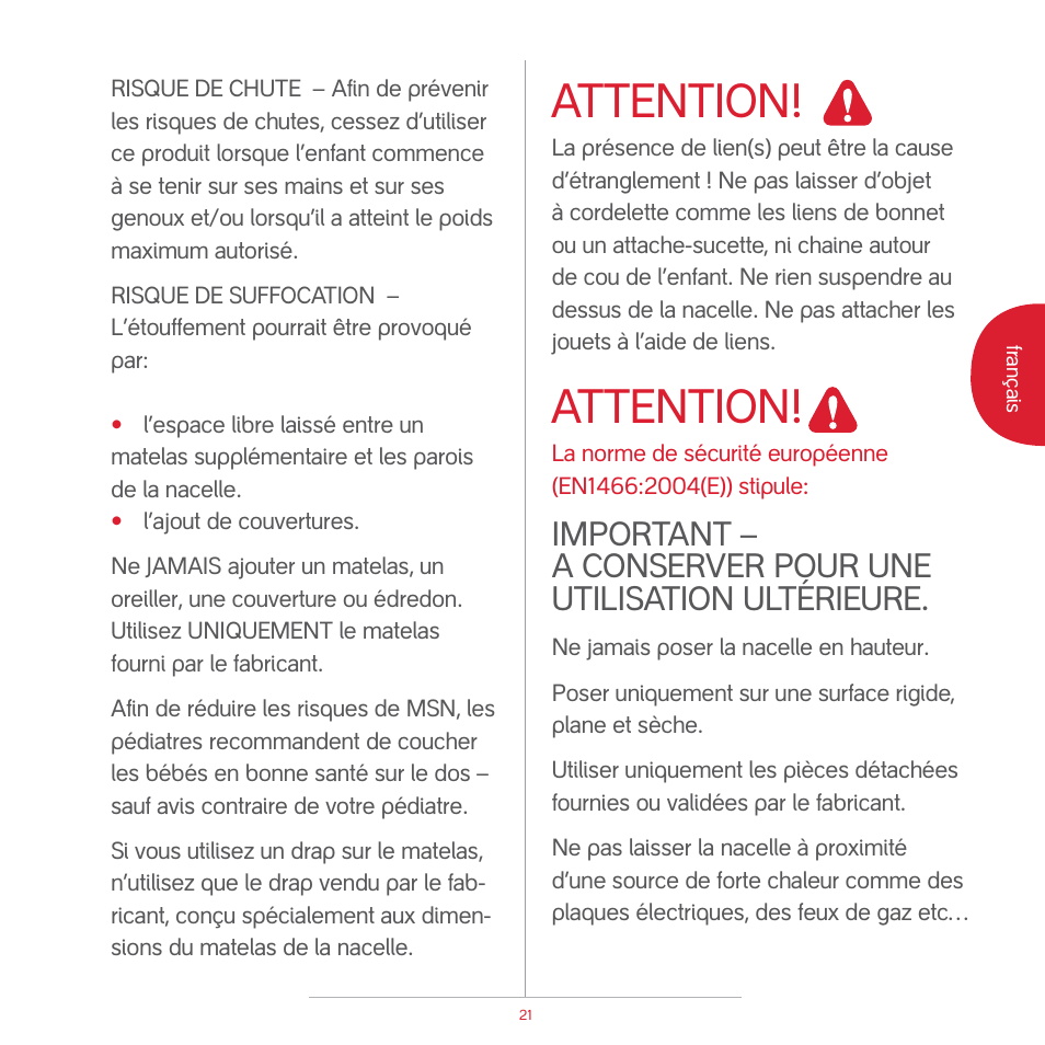 Attention | phil&teds peanut User Manual | Page 23 / 62