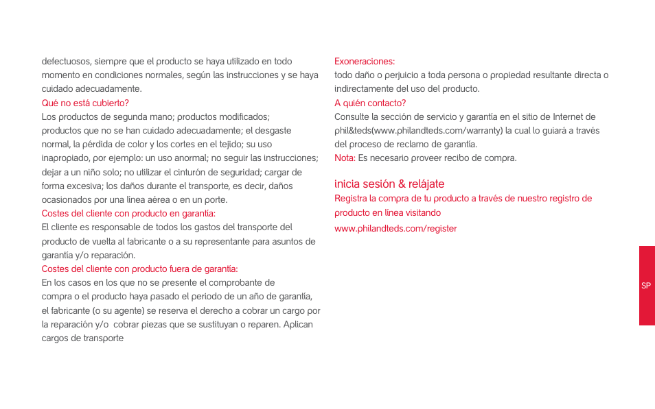 Inicia sesión & relájate | phil&teds smart (pre-2013) User Manual | Page 36 / 49