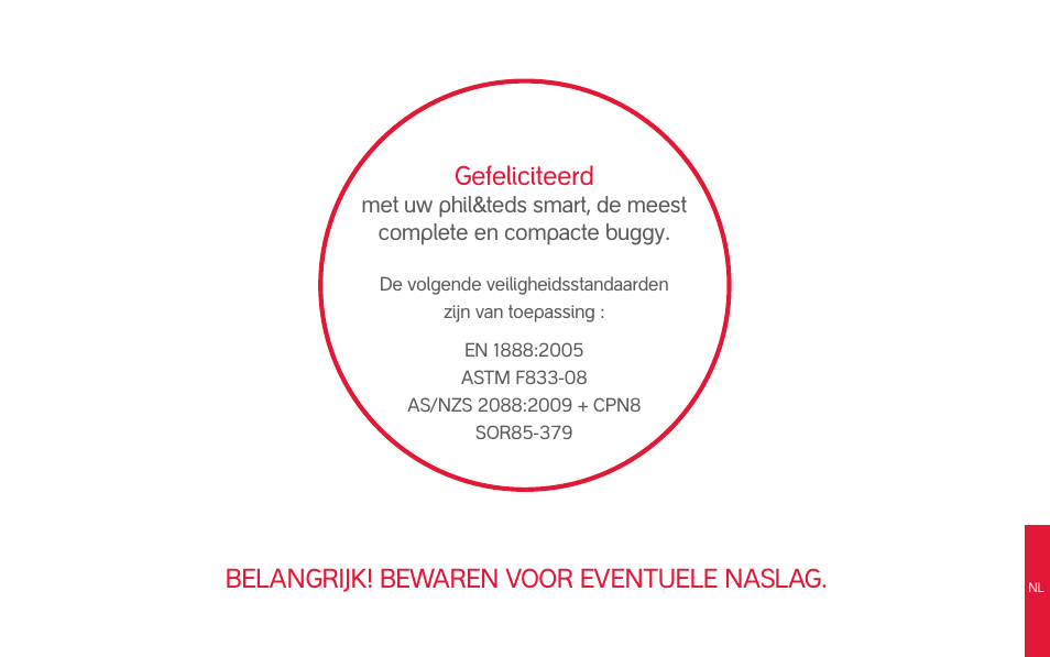 Gefeliciteerd, Belangrijk! bewaren voor eventuele naslag | phil&teds smart (pre-2013) User Manual | Page 40 / 49