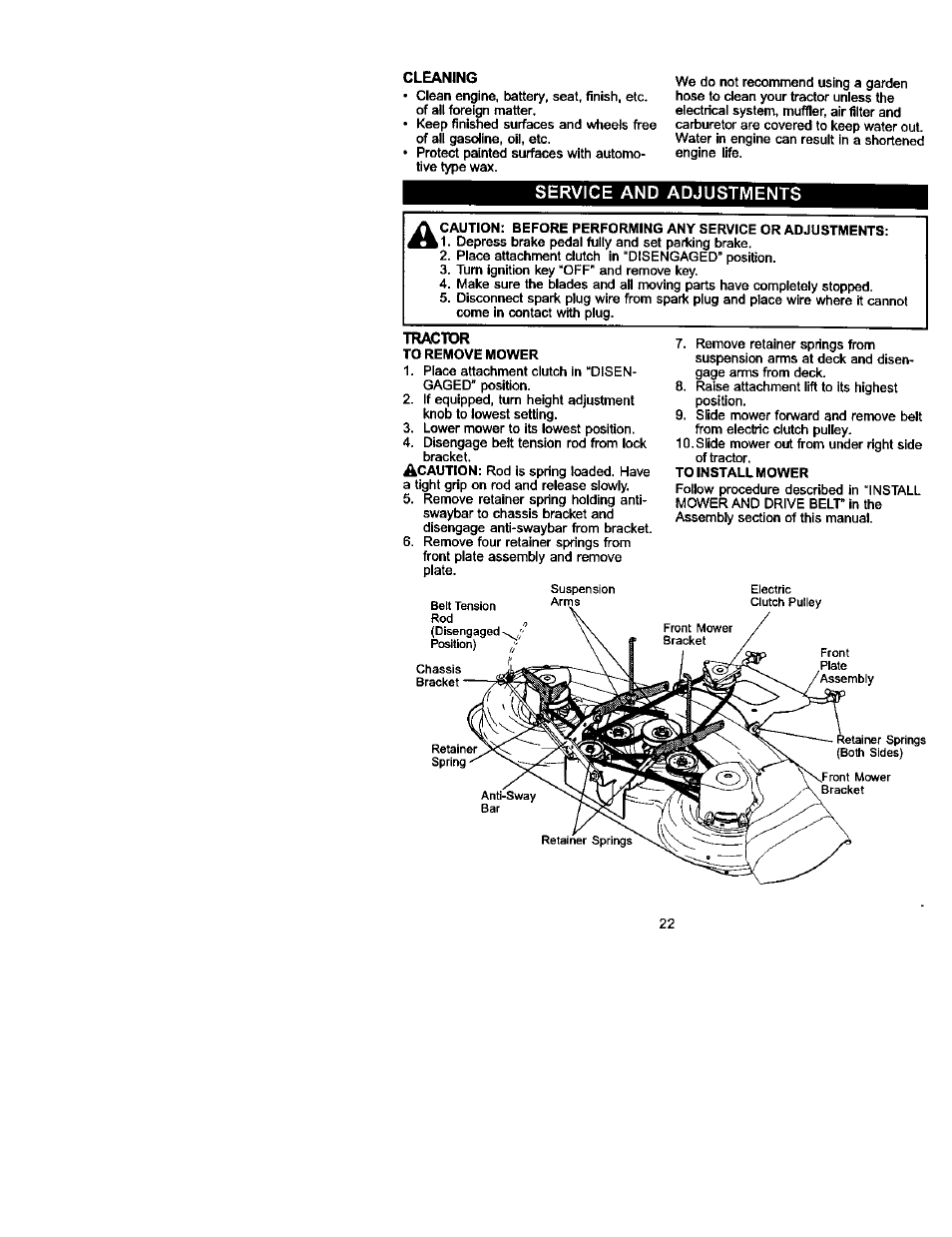 Cleaning, Tractor | Craftsman 917.272240 User Manual | Page 22 / 64