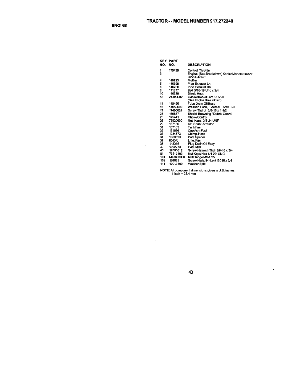 Engine | Craftsman 917.272240 User Manual | Page 43 / 64