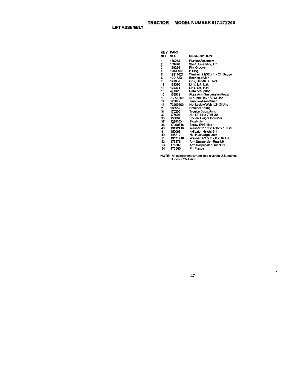Lift assembly | Craftsman 917.272240 User Manual | Page 47 / 64