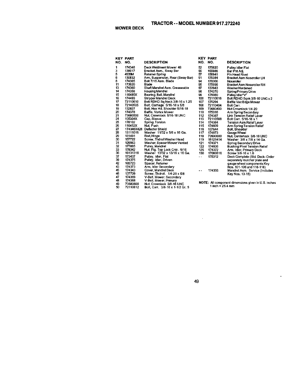 Mower deck | Craftsman 917.272240 User Manual | Page 49 / 64