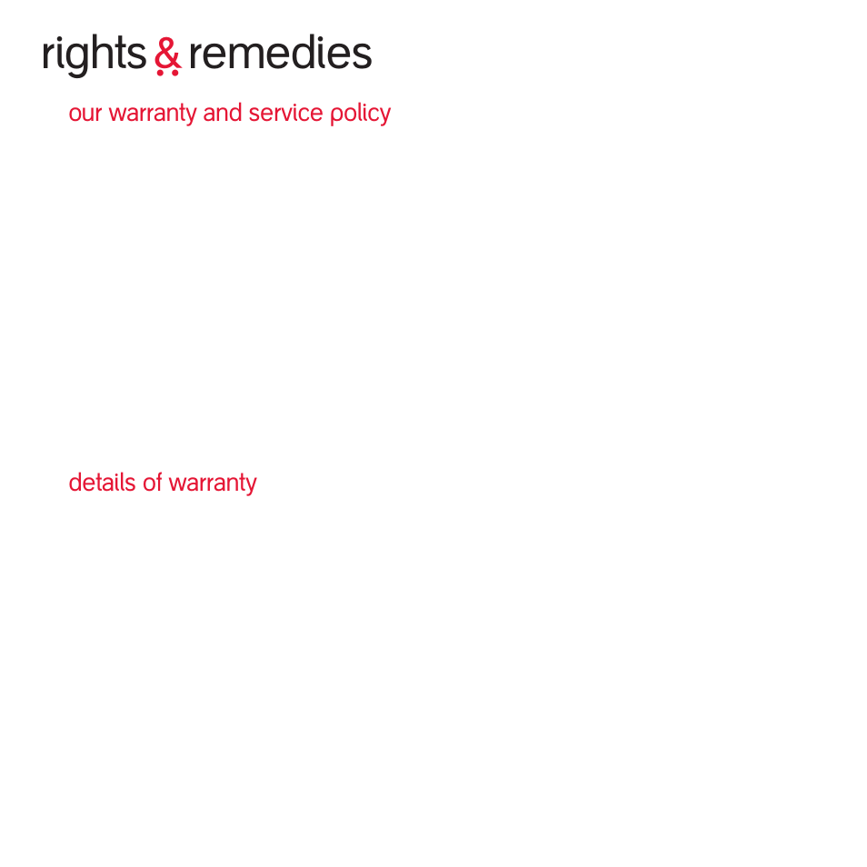 Rights ` remedies, Our warranty and service policy, Details of warranty | phil&teds sport v1 User Manual | Page 20 / 24