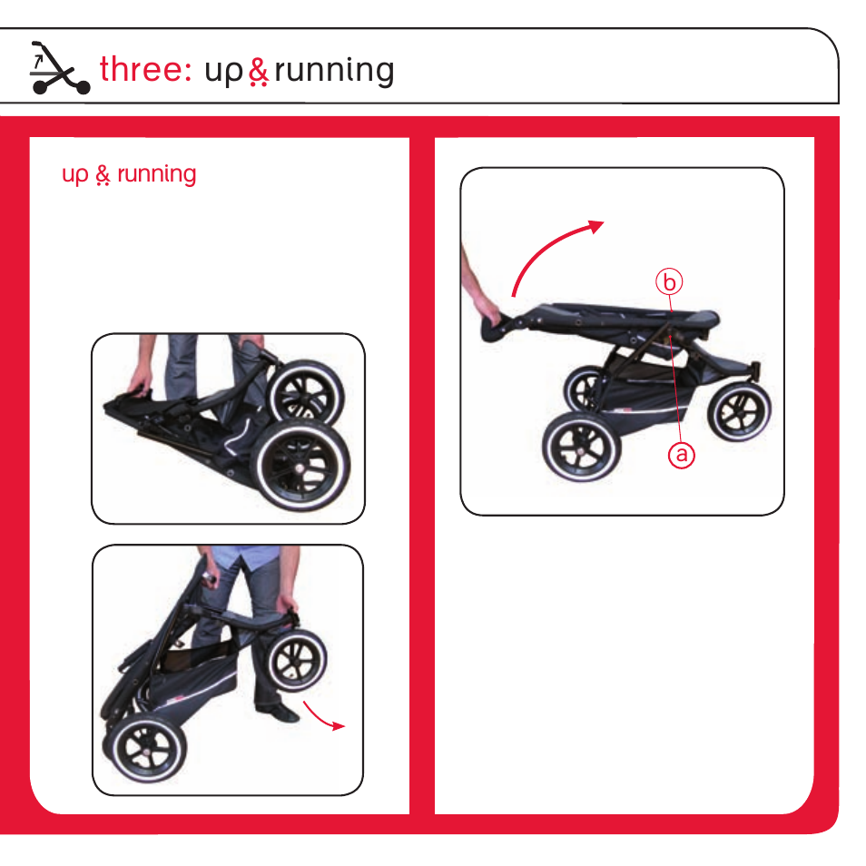 Three: up ` running, Up ` running | phil&teds sport v1 User Manual | Page 7 / 24