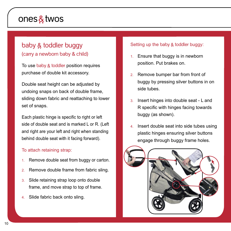 Ones ` twos, Baby ` toddler buggy | phil&teds e3 buggy User Manual | Page 12 / 24