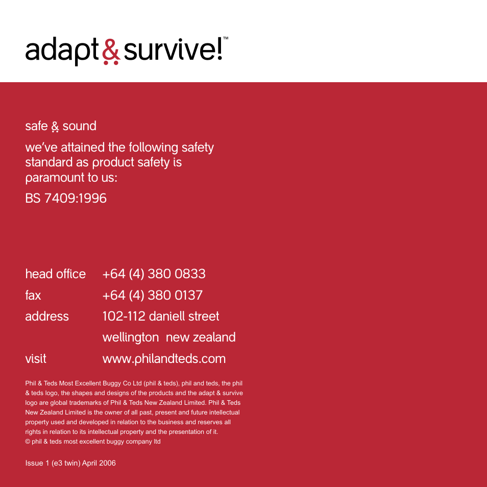 Adapt ` survive | phil&teds e3 twin buggy User Manual | Page 20 / 20