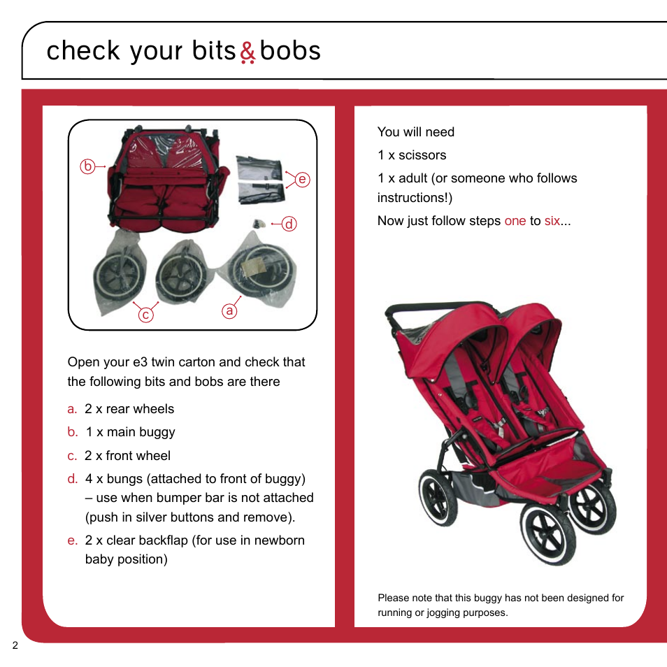 Check your bits ` bobs | phil&teds e3 twin buggy User Manual | Page 4 / 20