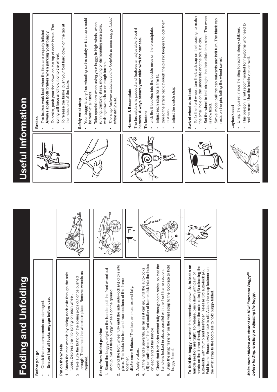 Useful information, Folding and unfolding | phil&teds espresso buggy User Manual | Page 4 / 4