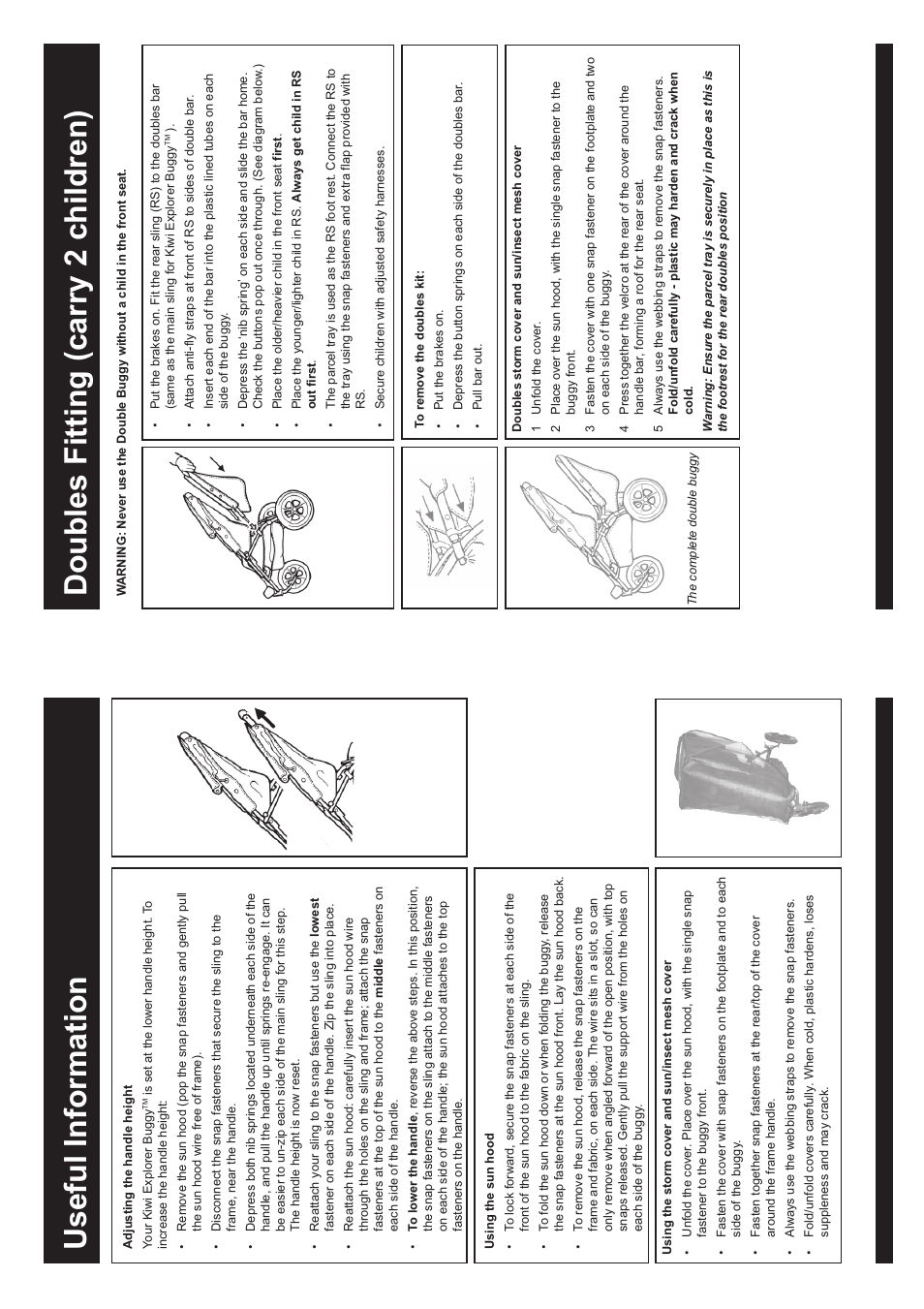 Useful information, Doubles fitting (carry 2 children) | phil&teds kiwi explorer buggy single & double User Manual | Page 4 / 6