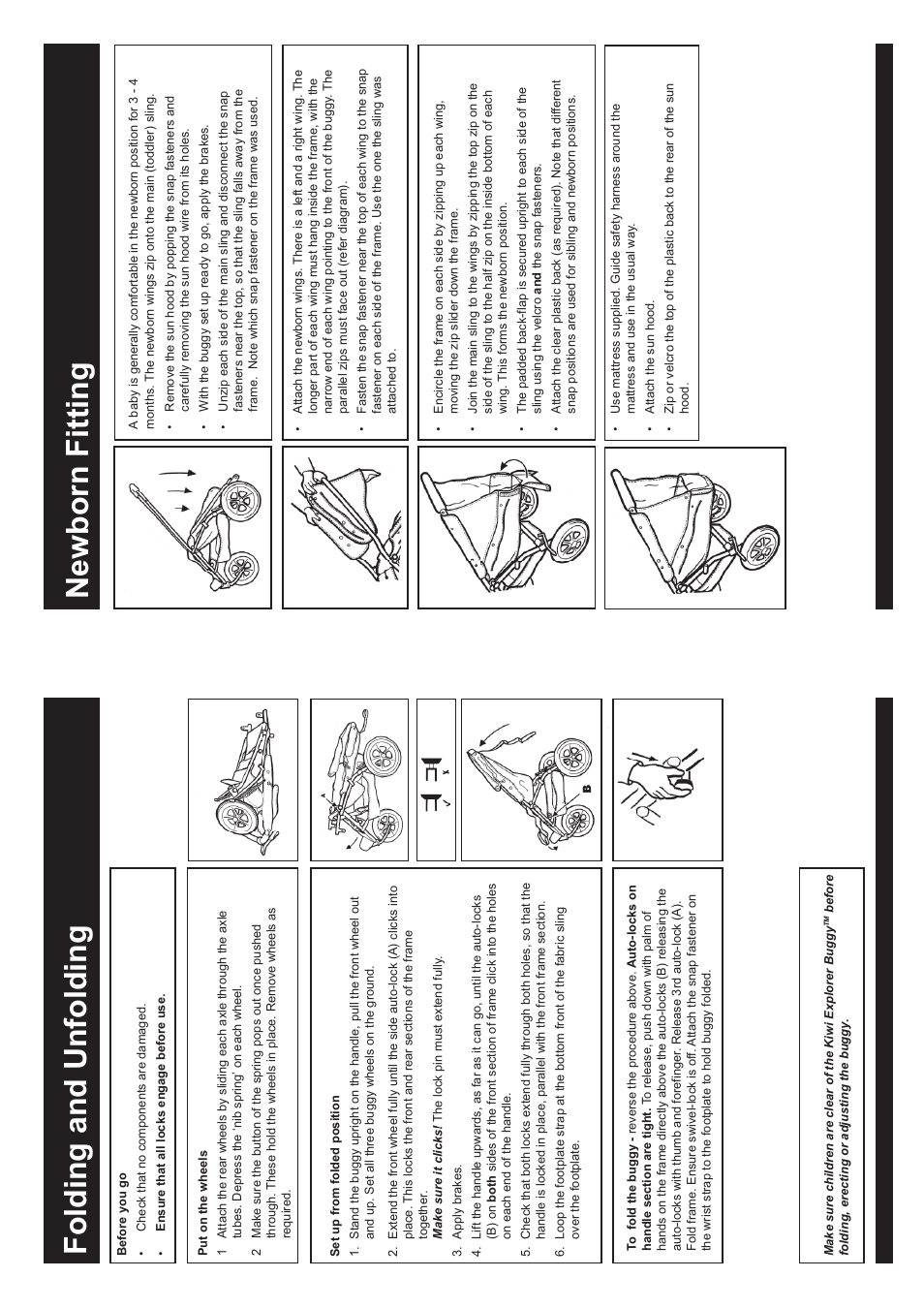 Folding and unfolding, Newborn fitting | phil&teds kiwi explorer buggy single & double User Manual | Page 6 / 6