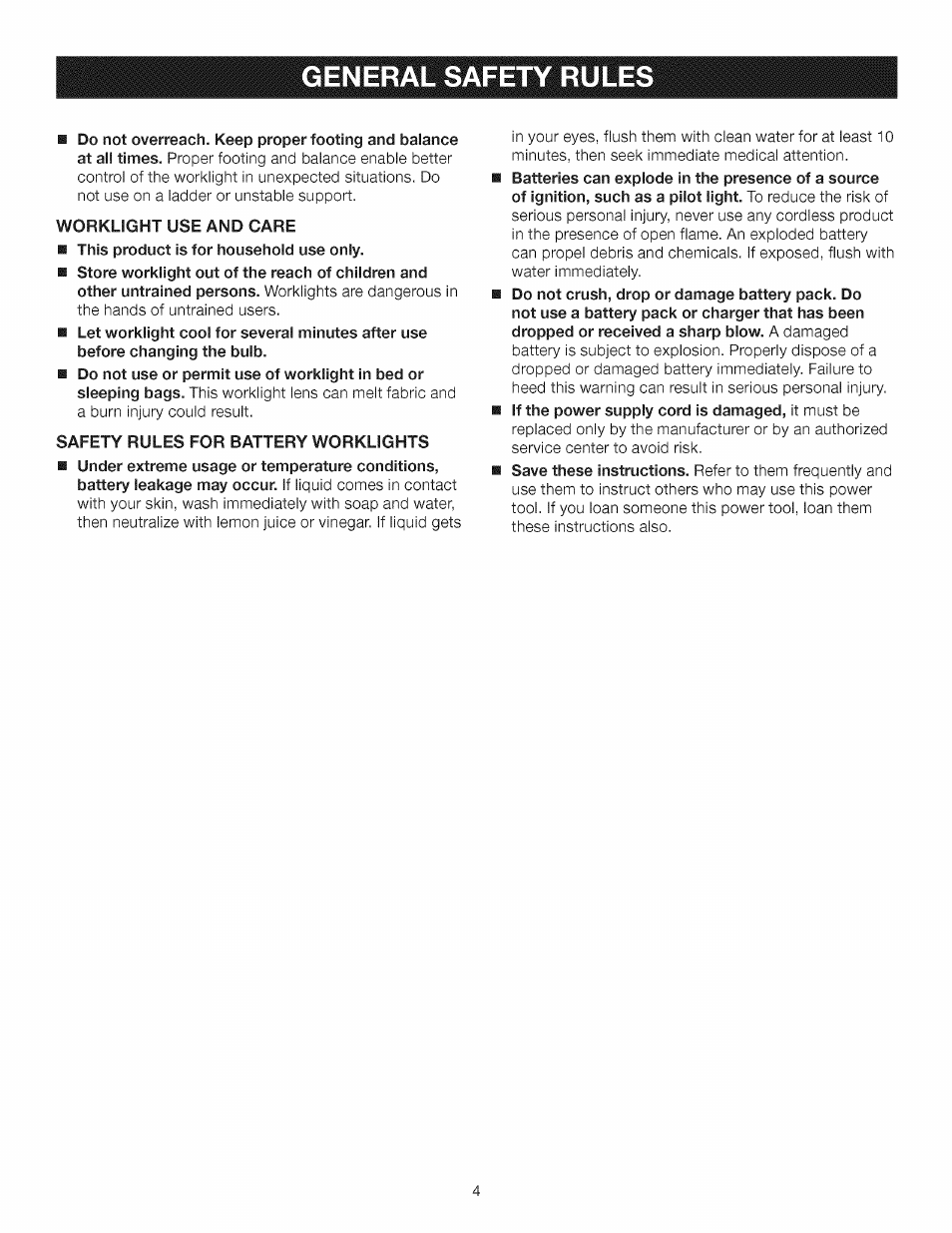 General safety rules | Craftsman 315.113913 User Manual | Page 4 / 8