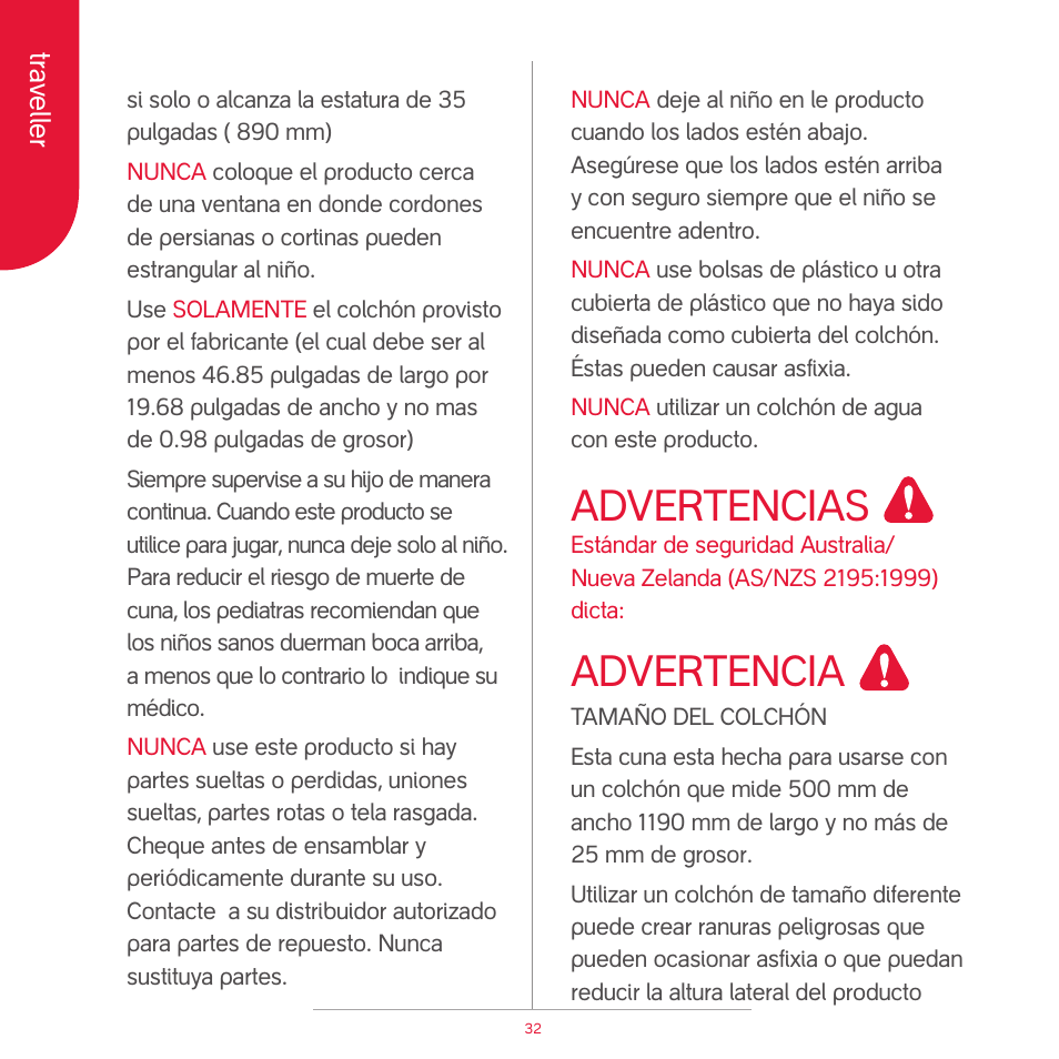 Attention, Advertencias, Advertencia | phil&teds traveller (pre-2013) User Manual | Page 34 / 43