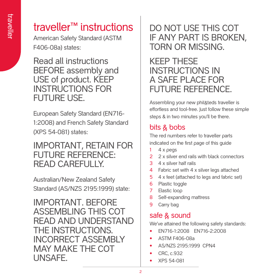 Traveller instructions | phil&teds traveller (pre-2013) User Manual | Page 4 / 43