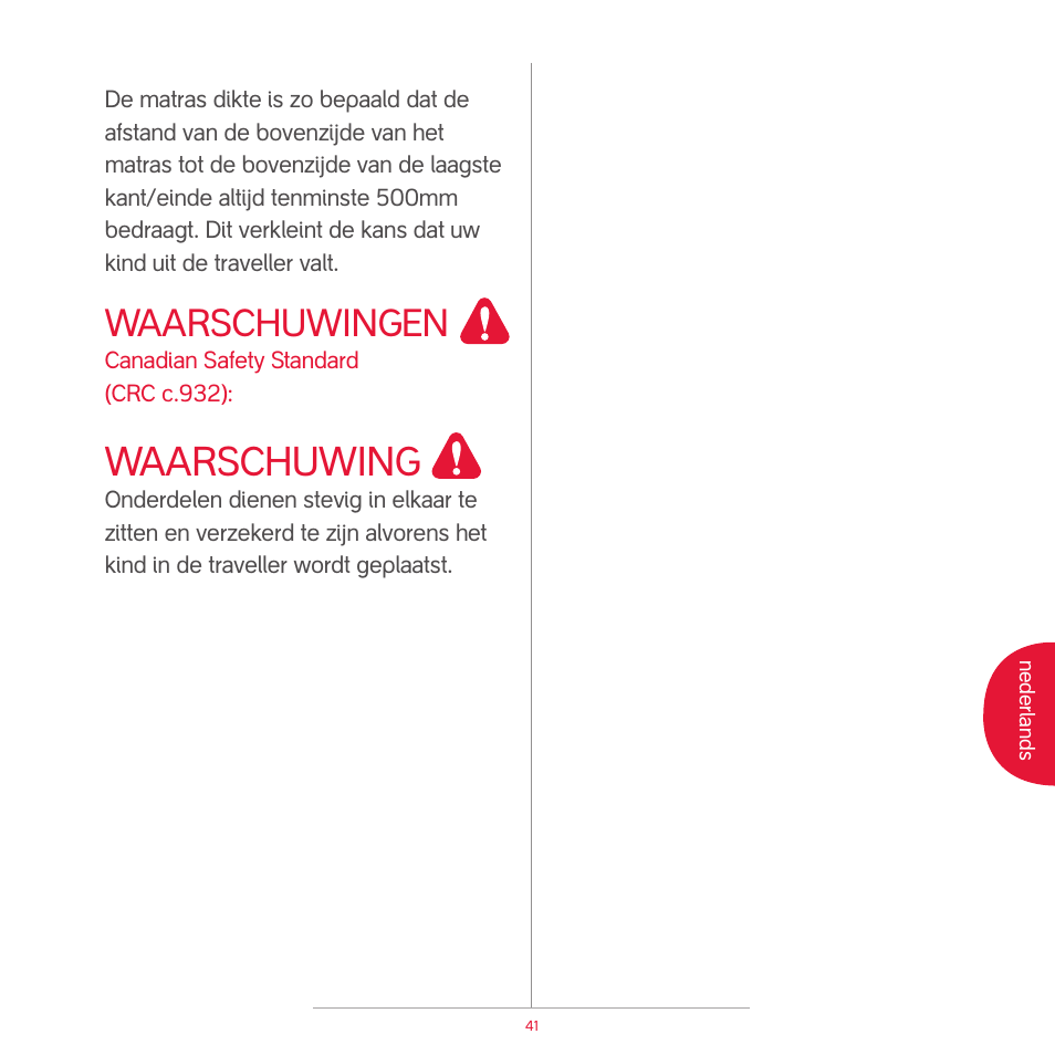 Attention, Waarschuwing, Waarschuwingen | phil&teds traveller (pre-2013) User Manual | Page 43 / 43