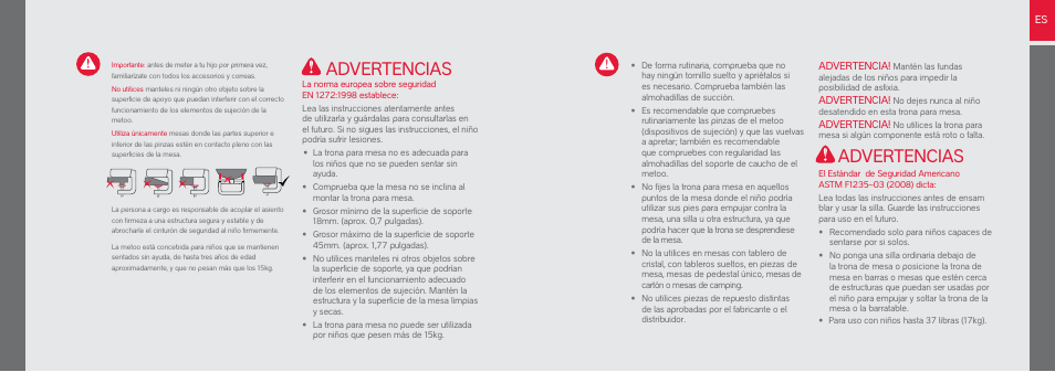 Advertencias | phil&teds metoo User Manual | Page 17 / 22