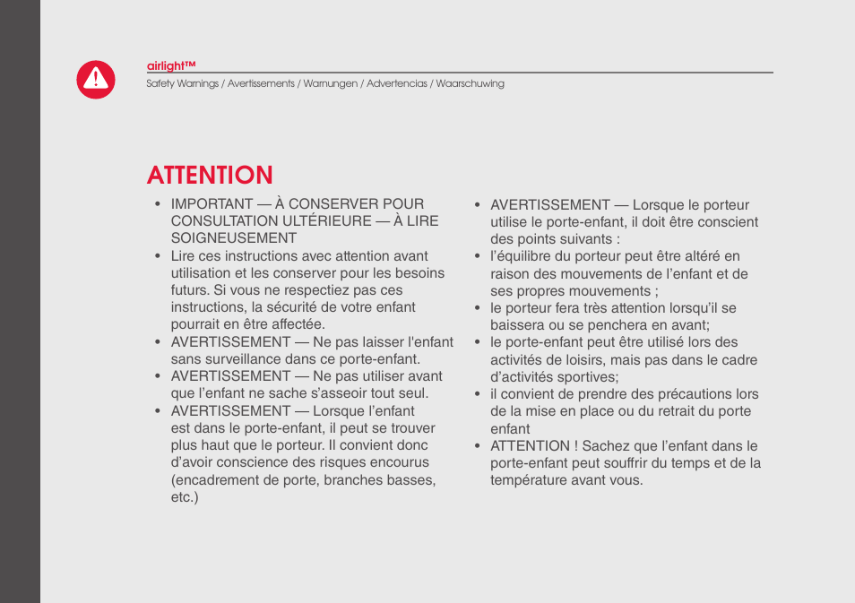Attention | phil&teds airlight User Manual | Page 22 / 32