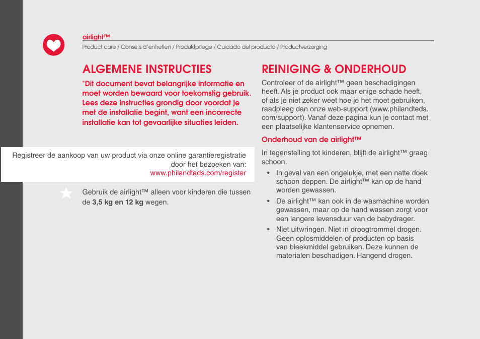 Algemene instructies reiniging & onderhoud | phil&teds airlight User Manual | Page 28 / 32