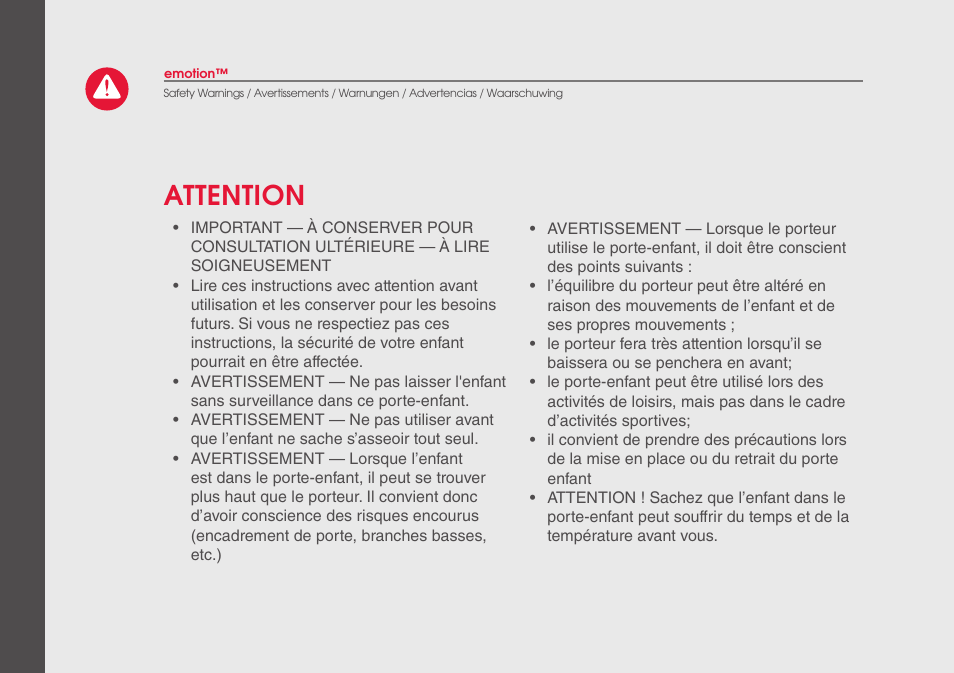 Attention | phil&teds emotion User Manual | Page 22 / 32
