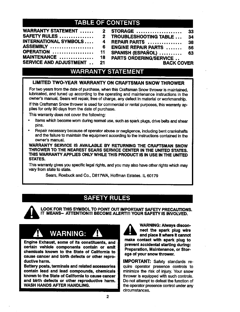 Craftsman 536881851 User Manual | Page 2 / 100