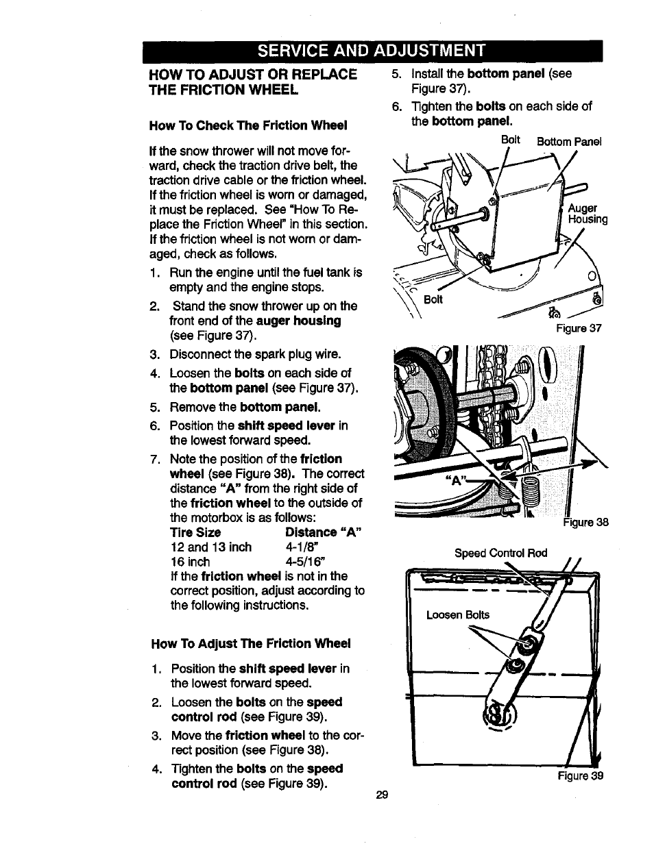How to adjust or replace the friction wheel, How to check the friction wheei, How to adjust the friction wheel | Service and adjustment | Craftsman 536881851 User Manual | Page 29 / 100