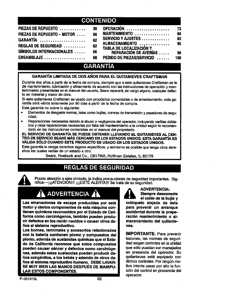 Craftsman 536881851 User Manual | Page 62 / 100