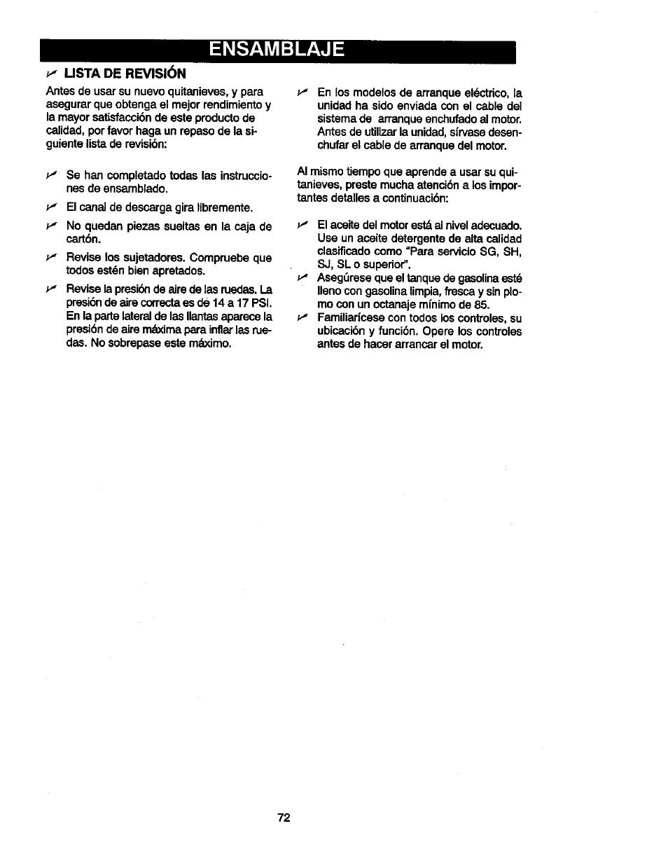 Usta de revisión, Ensamblaje | Craftsman 536881851 User Manual | Page 72 / 100