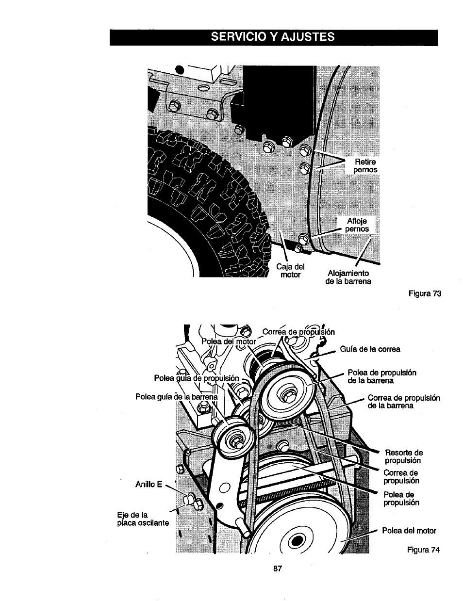 Servicio y ajustes | Craftsman 536881851 User Manual | Page 87 / 100