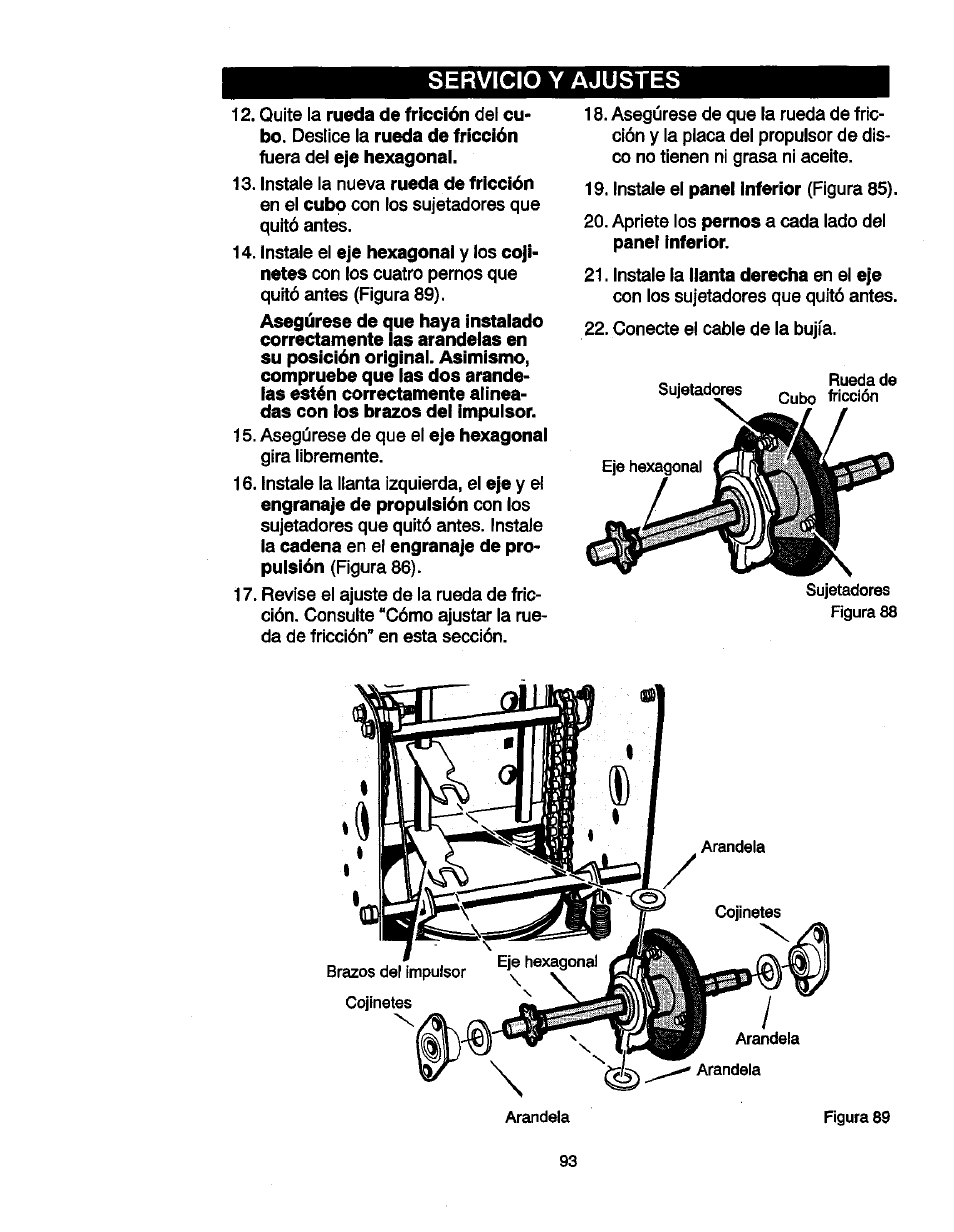 Servicio y ajustes | Craftsman 536881851 User Manual | Page 93 / 100