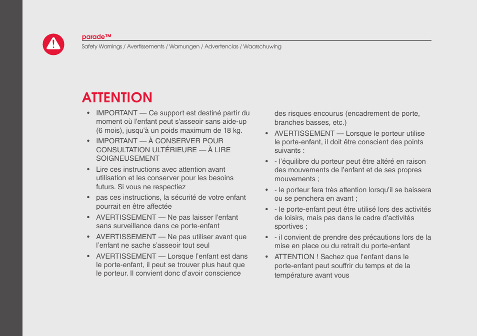 Attention | phil&teds parade User Manual | Page 18 / 28