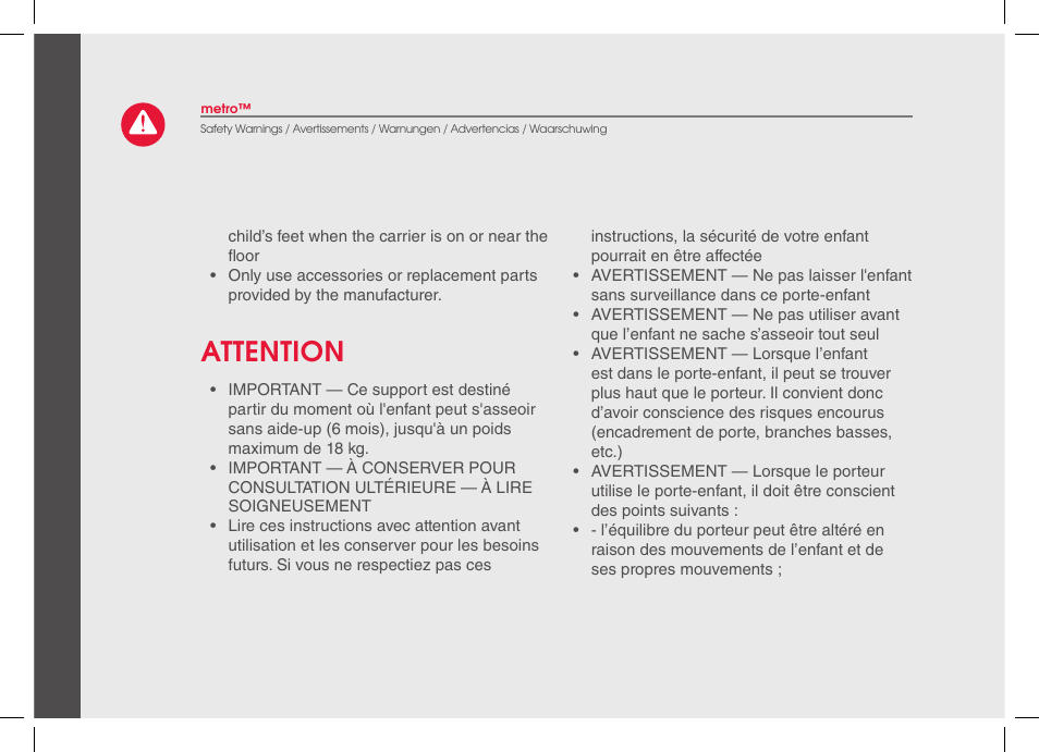 Attention | phil&teds metro 2014 User Manual | Page 8 / 32
