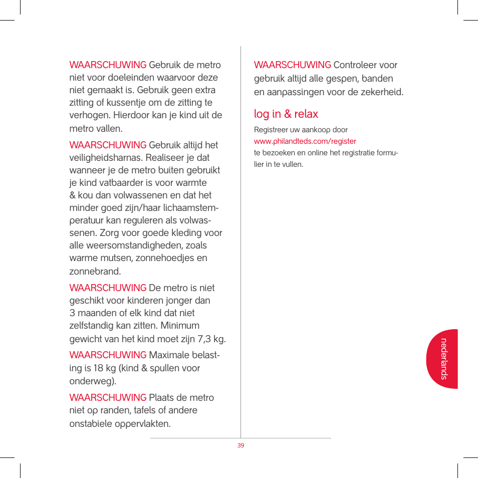 Log in & relax | phil&teds metro v2 2009 User Manual | Page 41 / 42