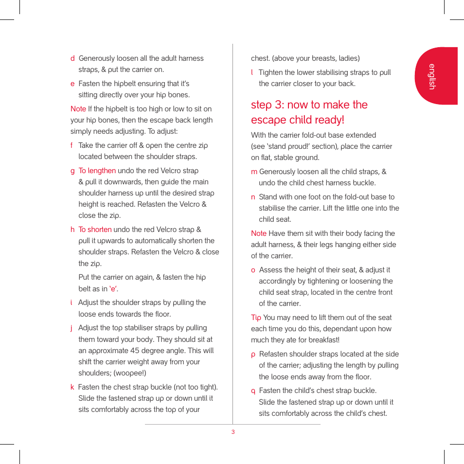 Step 3: now to make the escape child ready | phil&teds escape v2 2009 User Manual | Page 5 / 10