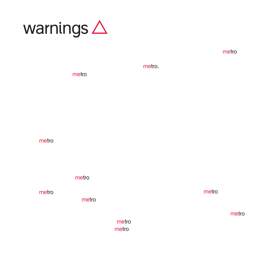 Warnings | phil&teds metro v1 User Manual | Page 11 / 12