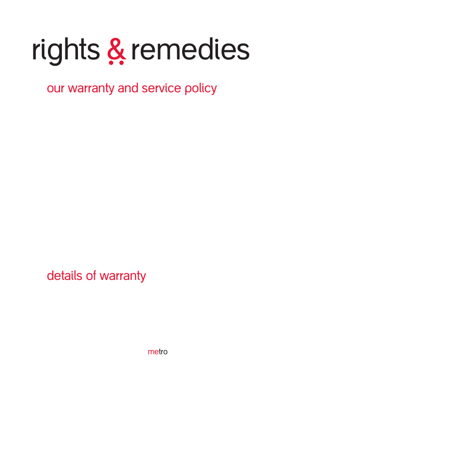Rights remedies, Our warranty and service policy, Details of warranty | phil&teds metro v1 User Manual | Page 8 / 12