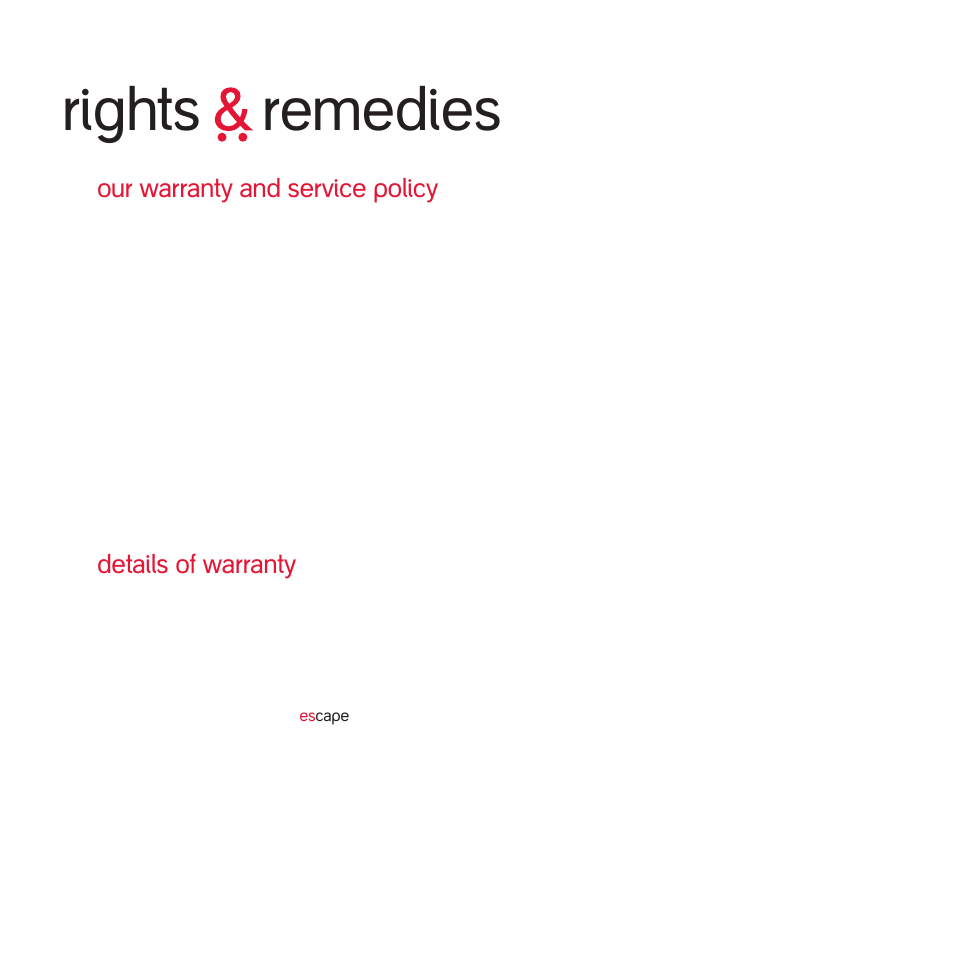 Rights remedies, Our warranty and service policy, Details of warranty | phil&teds escape v1 User Manual | Page 8 / 12