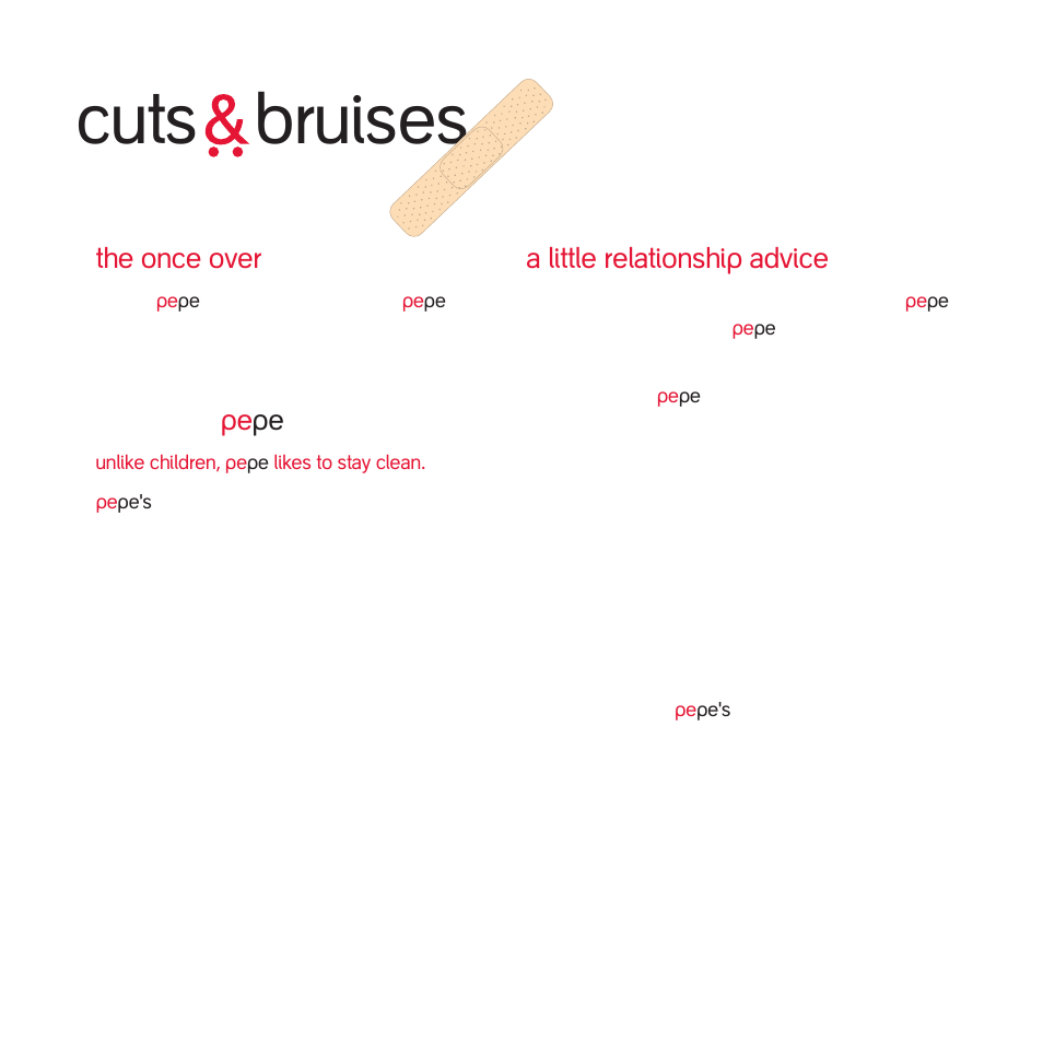 Cuts bruises, The once over, Caring for pe pe | A little relationship advice | phil&teds pepe v1 User Manual | Page 6 / 12