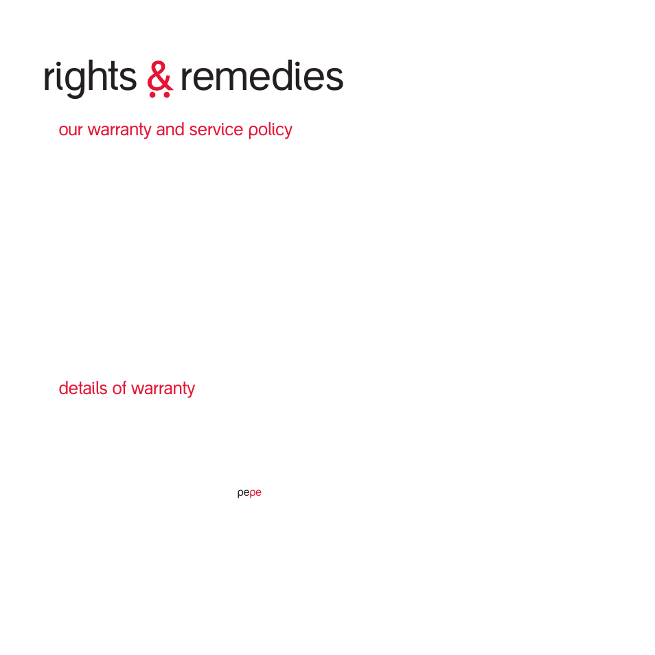 Rights remedies, Our warranty and service policy, Details of warranty | phil&teds pepe v1 User Manual | Page 8 / 12