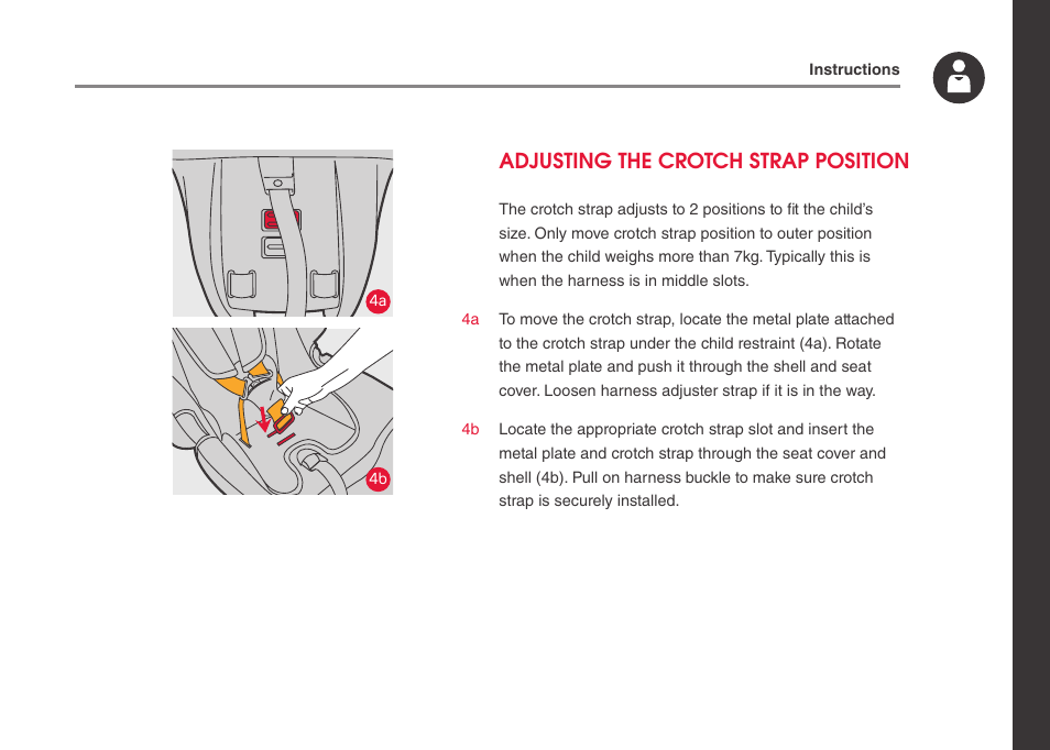 Adjusting the crotch strap position | phil&teds alpha User Manual | Page 17 / 28