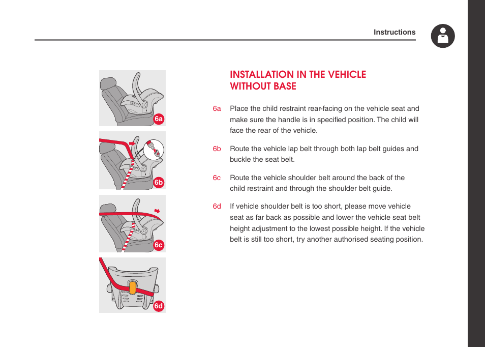 Installation in the vehicle without base | phil&teds alpha User Manual | Page 21 / 28